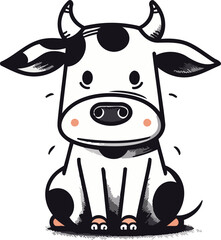 Cute cartoon cow isolated on a white background. Vector illustration.