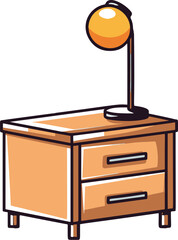 Minimalistic vector nightstand with a comic-style twist, showcasing simple and flat colors for a sleek and stylish appeal.