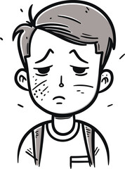 Illustration of a man who has a headache. Vector illustration.