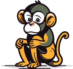 Cartoon funny monkey on white background. Vector illustration for your design