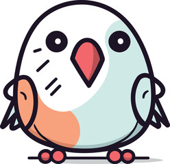 Vector illustration of a cute cartoon parrot on a white background.