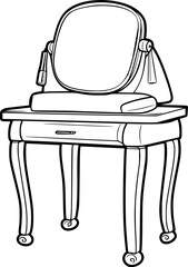 outline illustration of dressing table for coloring page