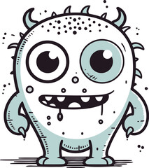 Cute cartoon monster. Vector illustration of a monster with big eyes.