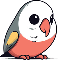 Bullfinch isolated on white background. Cute cartoon vector illustration.
