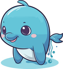 Cute cartoon whale. Vector illustration isolated on a white background.