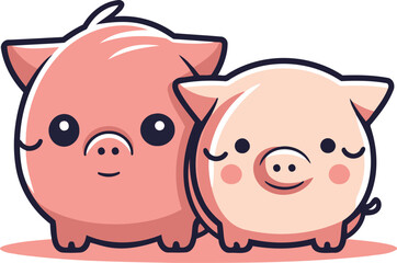 Obraz na płótnie Canvas Cute piggy couple. Vector illustration. Isolated on white background.