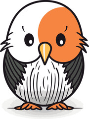 Funny little bird. Cute cartoon character. Vector illustration.