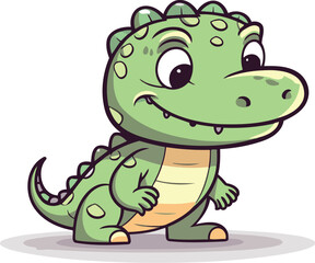 Cute crocodile cartoon character. Vector illustration isolated on white background.
