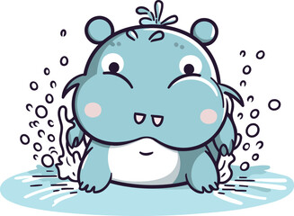 Obraz na płótnie Canvas Cute hippopotamus. Vector illustration of a cartoon hippopotamus.