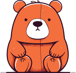 Cute cartoon bear sitting on a white background. Vector illustration.