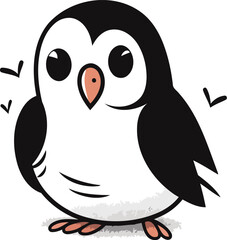 Cute penguin on white background. Vector illustration of cartoon penguin.