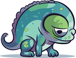 Cartoon chameleon isolated on white background. Vector illustration.