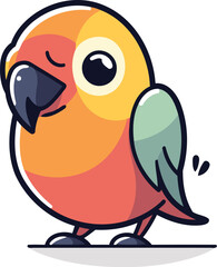 Cute parrot cartoon character. Vector illustration in colorful flat style