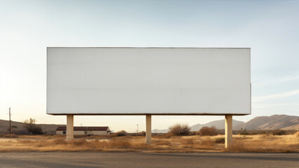 Obraz premium Blank billboard on the road at sunset. Outdoor advertising concept.