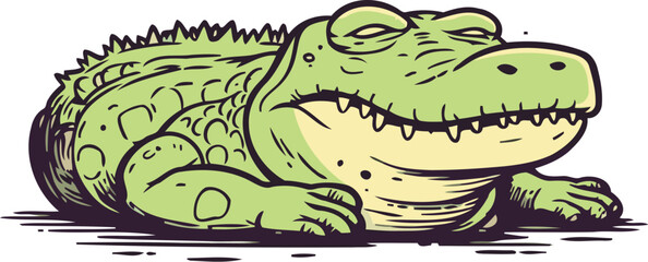 Crocodile. Hand drawn vector illustration. Isolated on white background. - obrazy, fototapety, plakaty