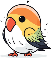 Cute cartoon parrot. Vector illustration isolated on white background.
