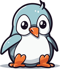 Cute penguin cartoon character vector illustration. Cute cartoon penguin.