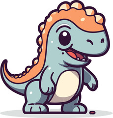Cute dinosaur cartoon character. Vector illustration in a flat style.