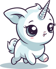 Cute cartoon unicorn isolated on a white background. Vector illustration.