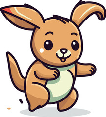 Cute kangaroo cartoon character vector illustration. Cute kangaroo.