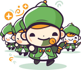 Leprechauns and elves. Cute cartoon vector illustration.