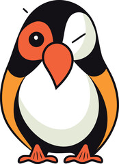 Penguin isolated on white background. Vector illustration in cartoon style.
