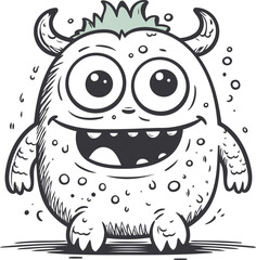 Funny cartoon monster. Vector illustration isolated on a white background.