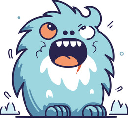Funny monster. Vector illustration. Cute cartoon monster character.
