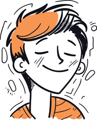 Cute cartoon boy with closed eyes and closed eyes. Vector illustration.