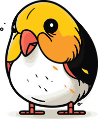 Cute little cartoon parrot. Vector illustration on white background.