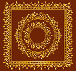 Set of golden floral ornament border frames design vector