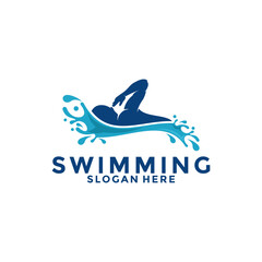 Obraz premium swimming logo icon vector, Swim logo design template
