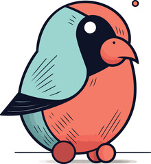 Fototapeta premium Bullfinch on white background. Vector illustration in cartoon style.
