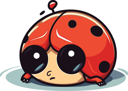 Cartoon ladybug isolated on white background. Cute vector illustration.