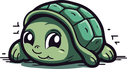Cute cartoon turtle. Vector illustration isolated on a white background.