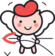 Cupid with a bow and arrow. Vector illustration in cartoon style.