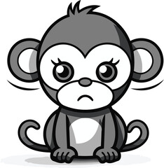 Monkey Cartoon Mascot Character Vector Illustration. Cute Animal