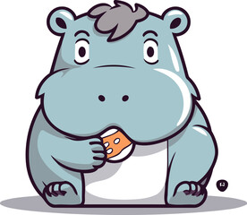Hippopotamus Cartoon Mascot Character Vector Illustration.