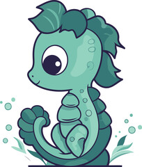 Cute cartoon seahorse. Vector illustration isolated on white background.