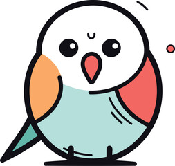 Obraz premium Cute cartoon bird. Vector illustration. Isolated on white background.