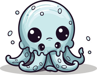 Cute octopus character design. Vector illustration isolated on white background.
