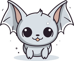 Cute Bat Cartoon Mascot Character. Vector Illustration.
