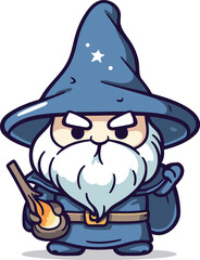 Angry Wizard Cartoon Character Mascot Design Vector Illustration.