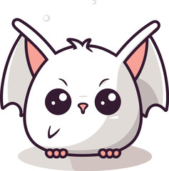 Cute cartoon kawaii bat. Vector illustration isolated on white background.