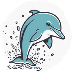 Dolphin. Hand drawn vector illustration in doodle style.