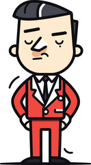 Businessman with a stomach ache. Vector illustration in flat style.