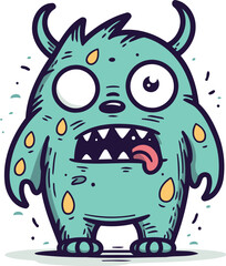Fototapeta premium Funny cartoon monster. Vector illustration of cute monster. Halloween character.