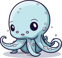 Cute cartoon octopus. Vector illustration isolated on white background.