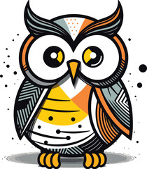 Cute cartoon owl isolated on a white background. Vector illustration.