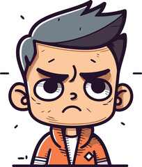 Angry boy cartoon character. Vector illustration in a flat style.